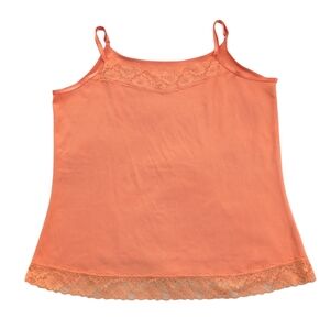 CJ Banks Tank‎ Cami Women's 1X Orange Lace Trimmed Fairy Boho Festival Layering
